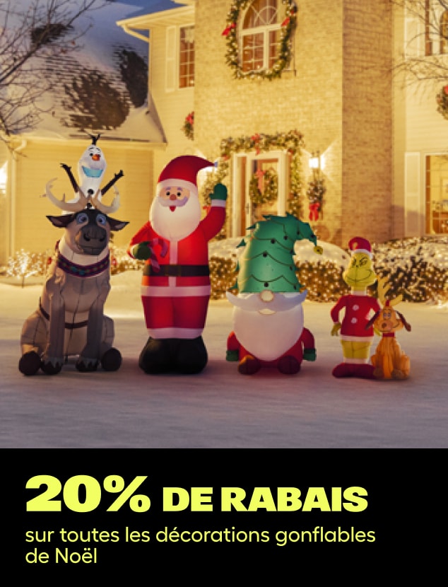 20% de rabais
Sur les décorations de Noël gonflables