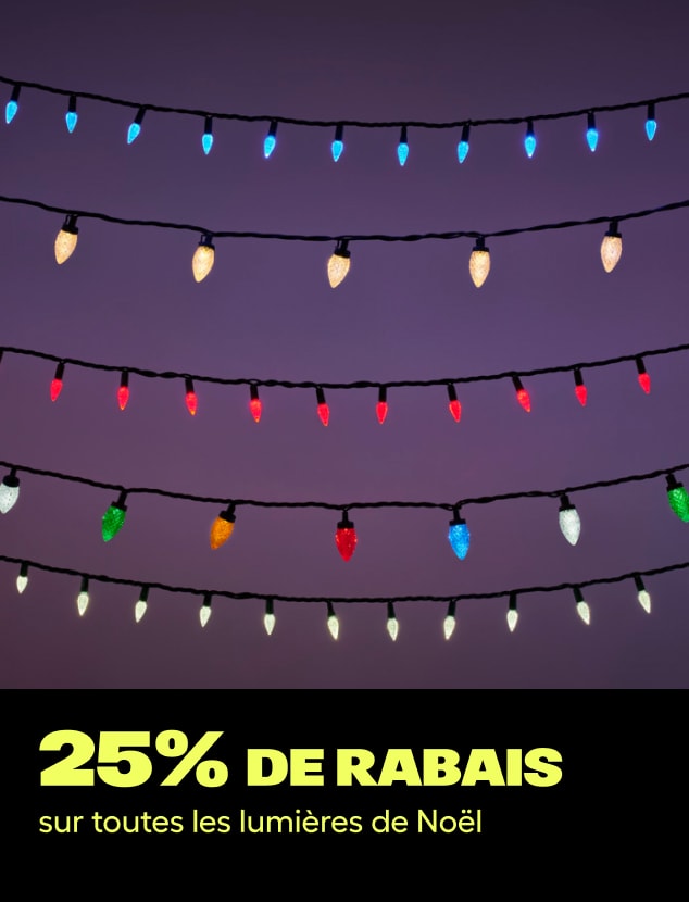 25% de rabais
Sur les lumières de Noël décoratives