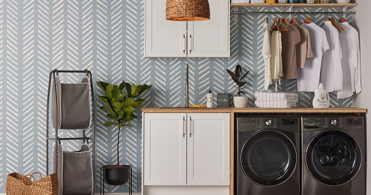 Get the Look: Laundry Room with Wallpaper Effect