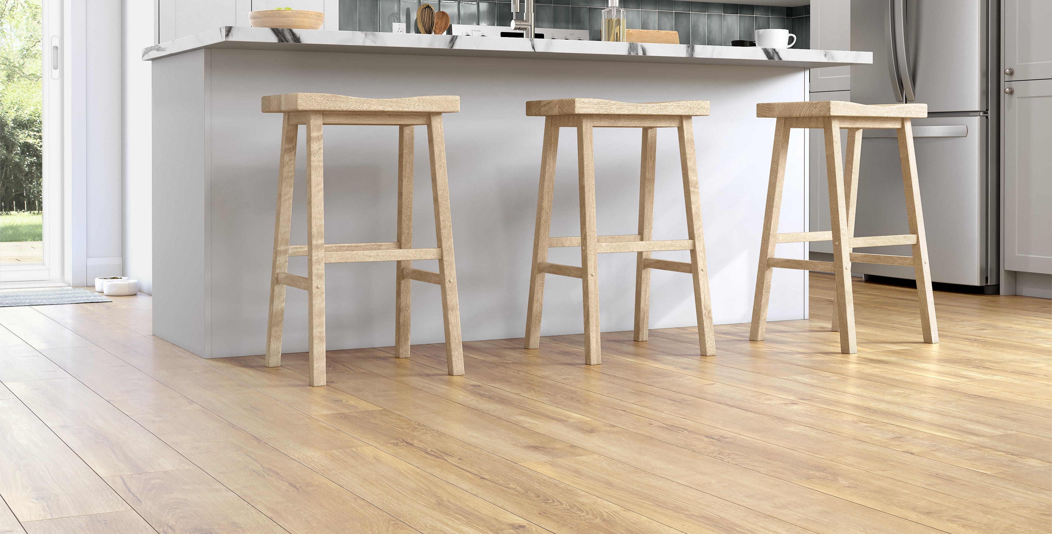 Plancher de cuisine en vinyle imitation bois