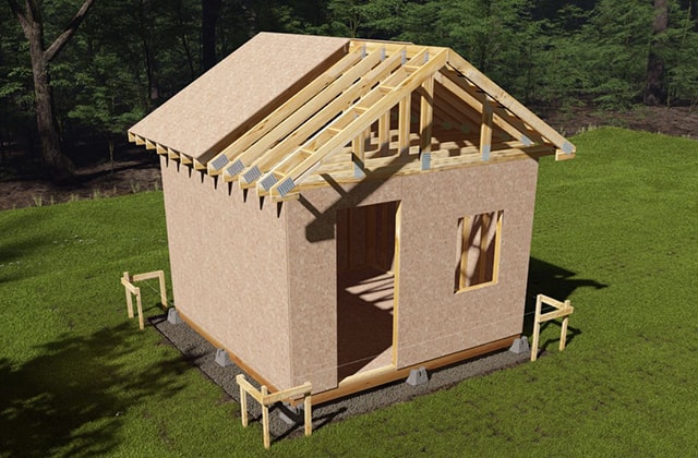 Roof of a garden shed under construction