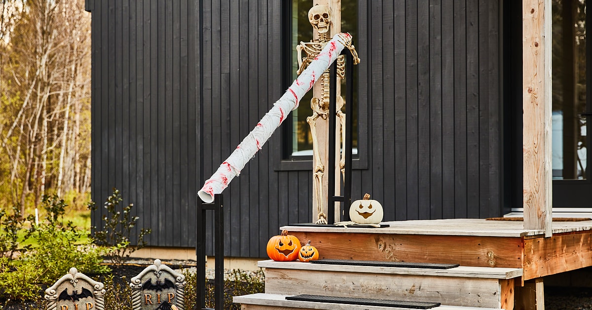 Candy dispenser decorated for Halloween