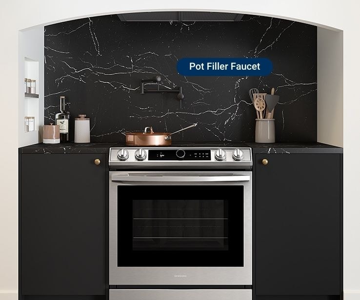 Matte black wall-mounted pot filler