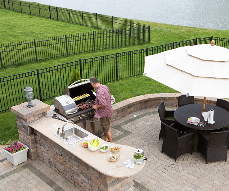 Outdoor kitchen located far from the house