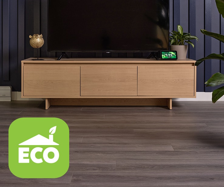 Plancher de sous-sol en vinyle avec logo ECO