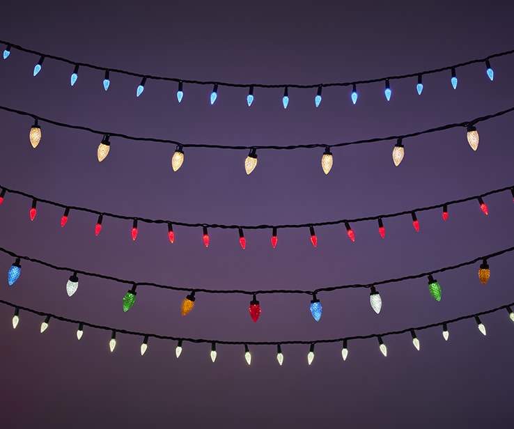 Lumières de Noël de différentes couleurs