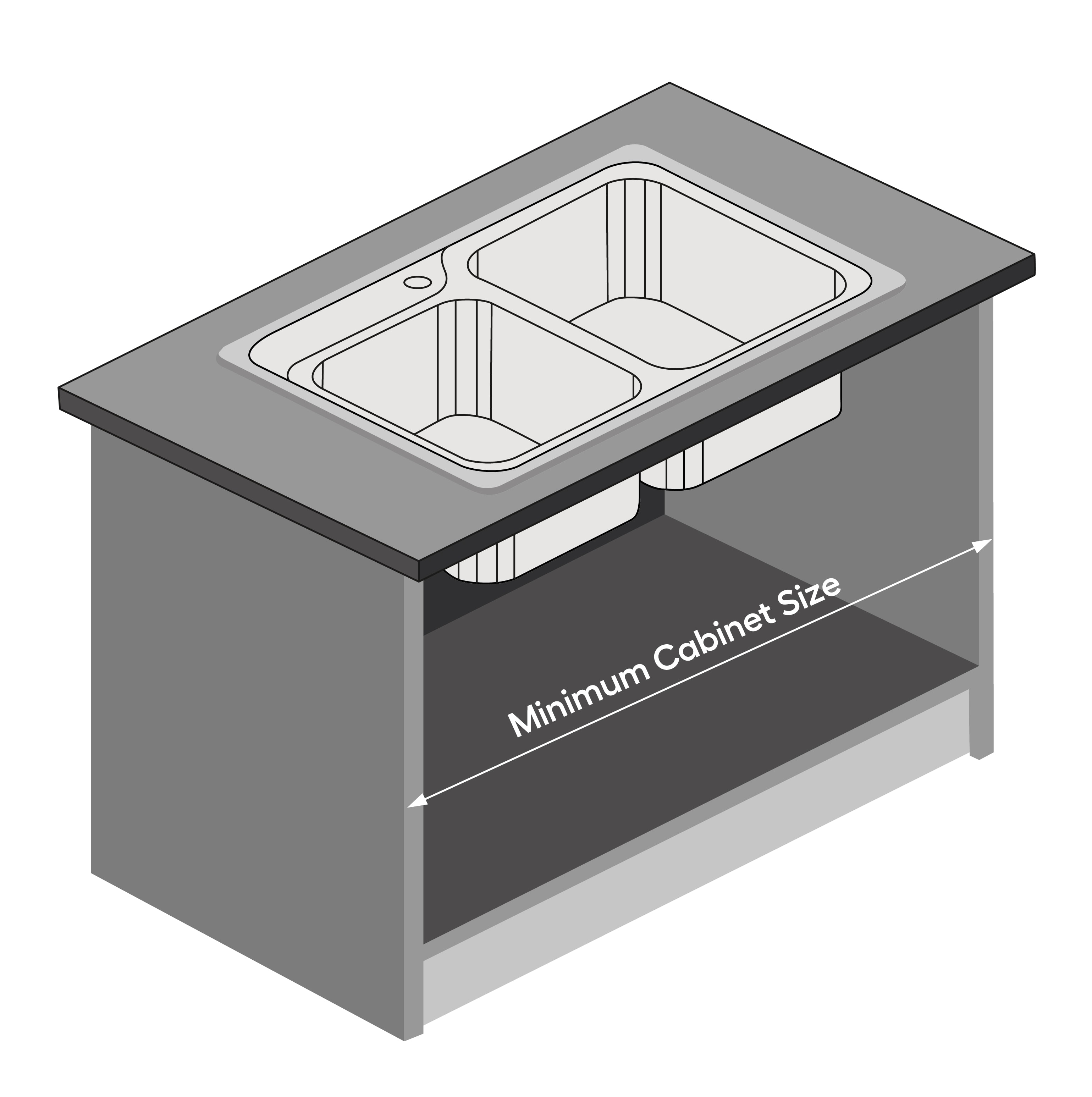 Illustration on how to measure a kitchen sink