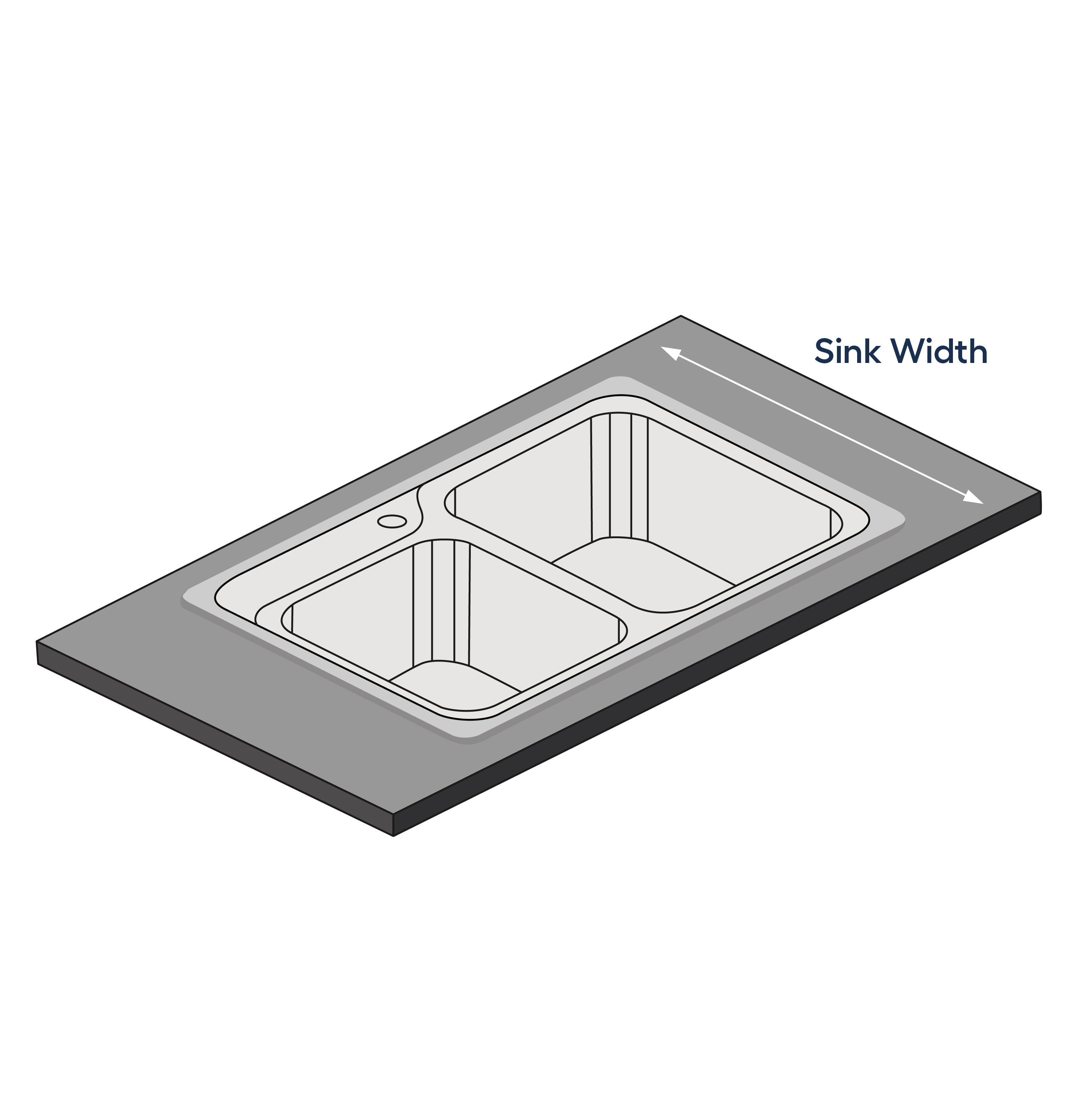 Illustration on how to measure a kitchen sink