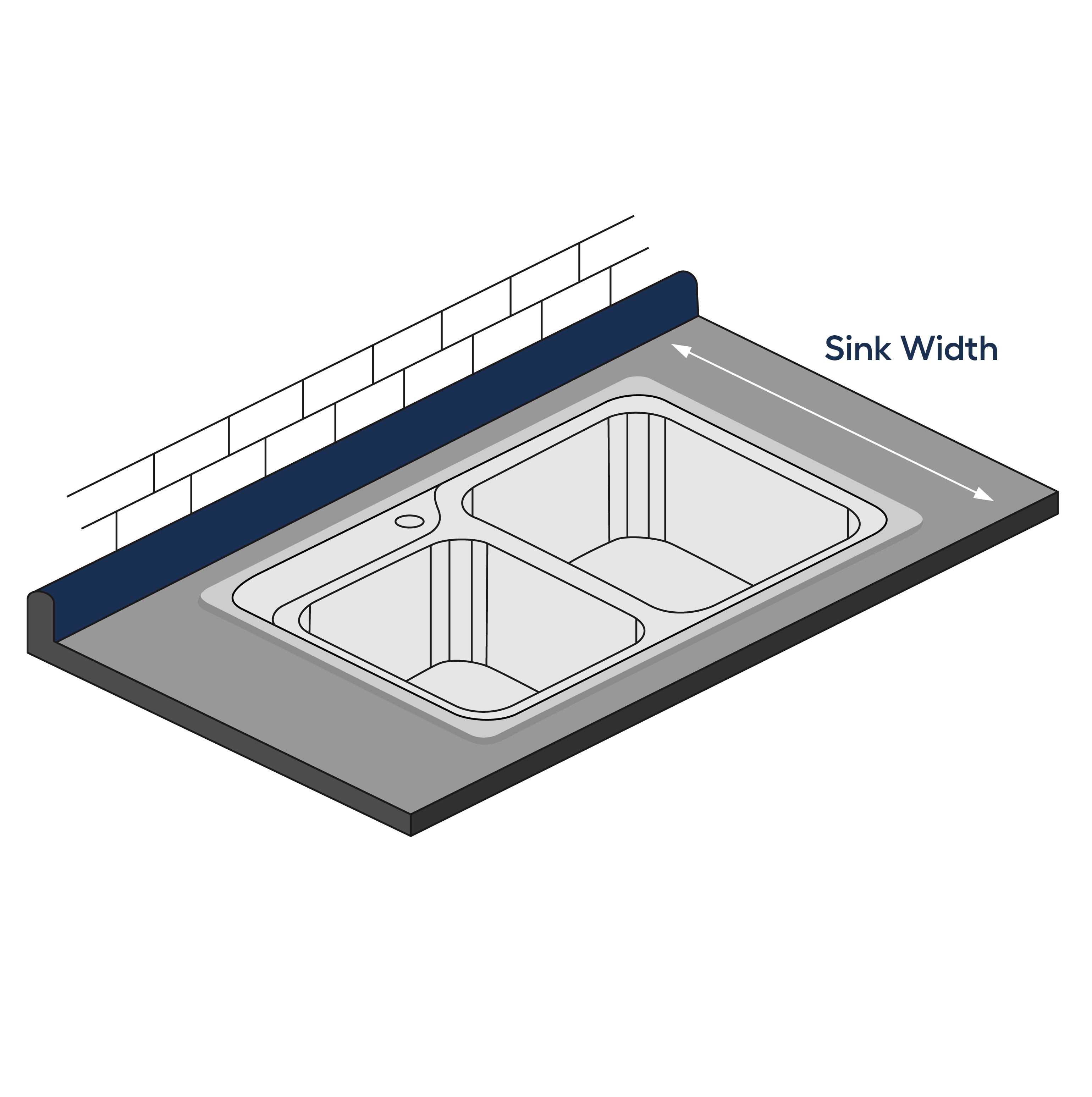 Illustration on how to measure a kitchen sink