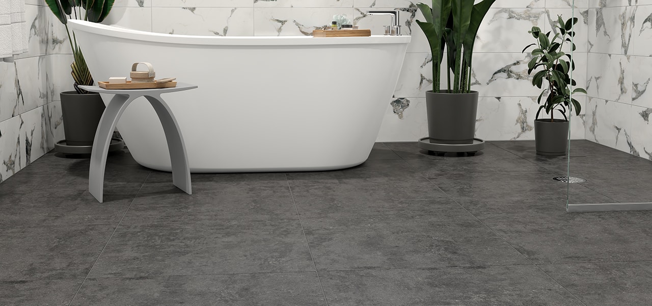 Plancher de salle de bain au look ardoise