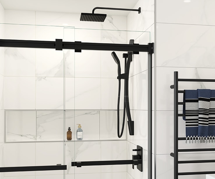 Matte black shower column