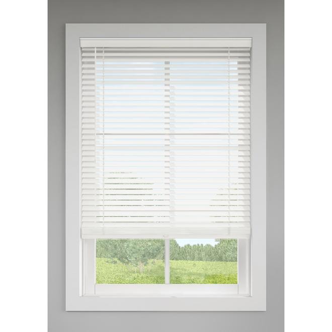 White faux wood horizontal blinds