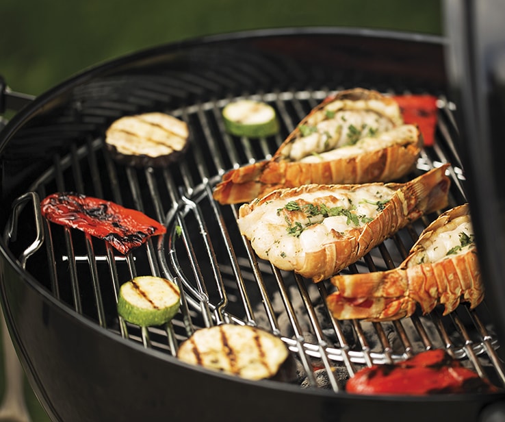 Close-up of a charcoal grill grate