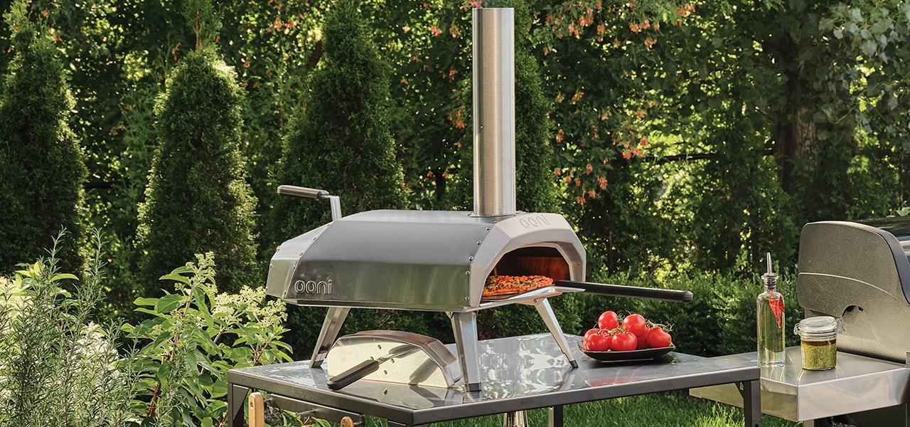 An outdoor pizza oven