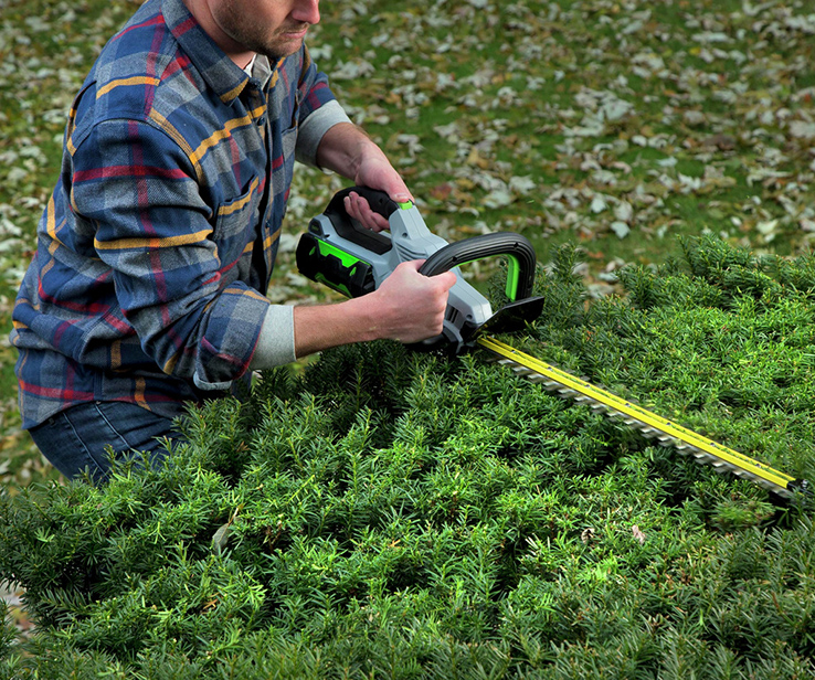 Man using a hedge trimmer