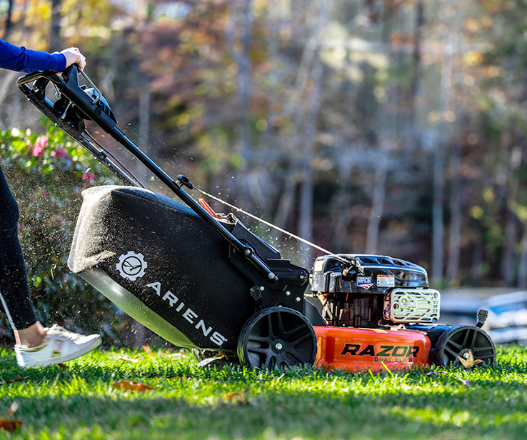 Man using a lawn mower