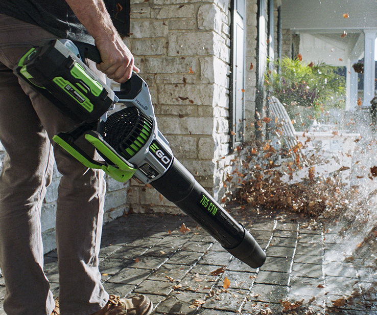 Man using a leaf blower