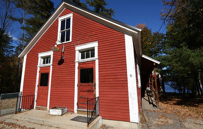 House with red wood siding