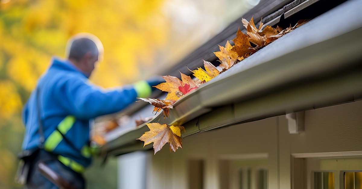 Man installing asphalt shingles on a roof