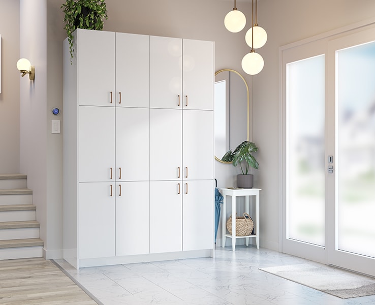 Mudroom with storage cabinets