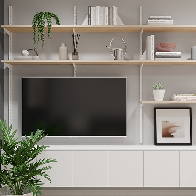 Storage cabinets in a multipurpose room