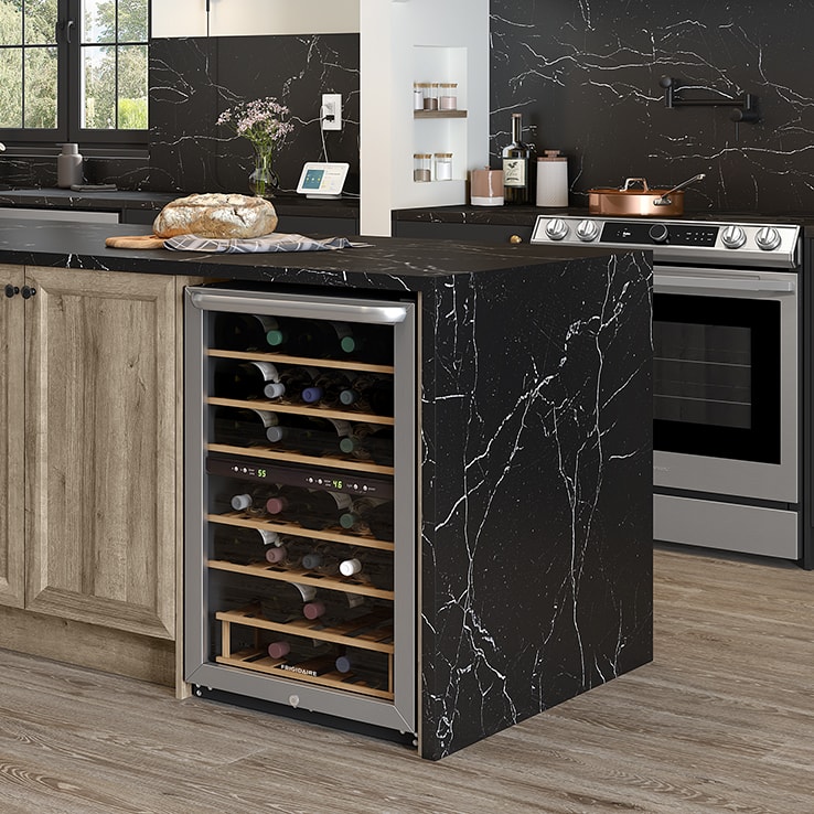 Wine cellar under a kitchen island