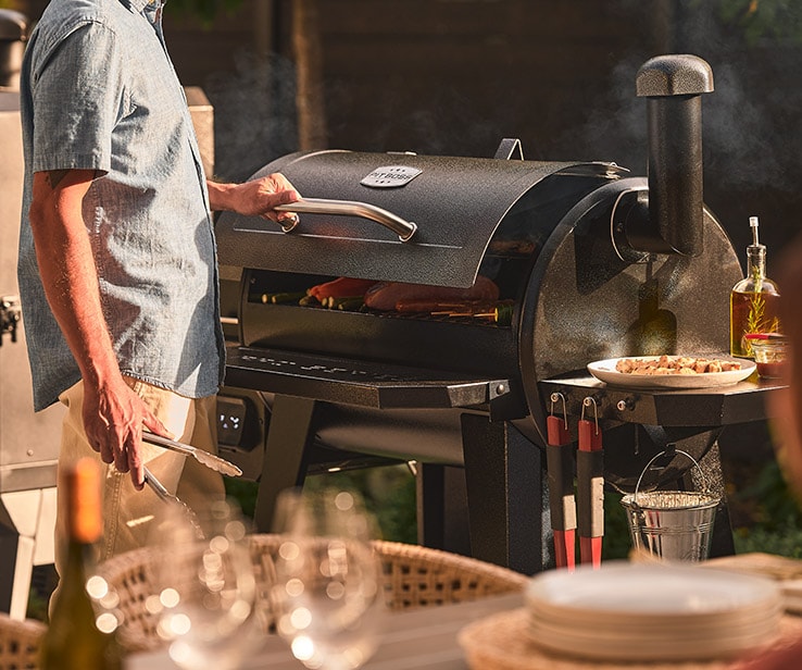 Man using a barbecue