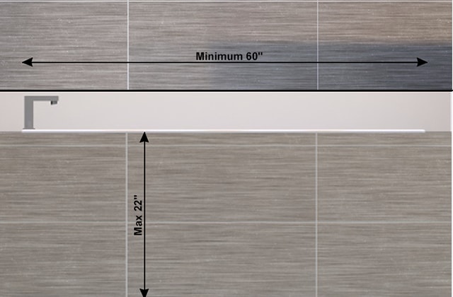 Illustration showing the height of a bathtub