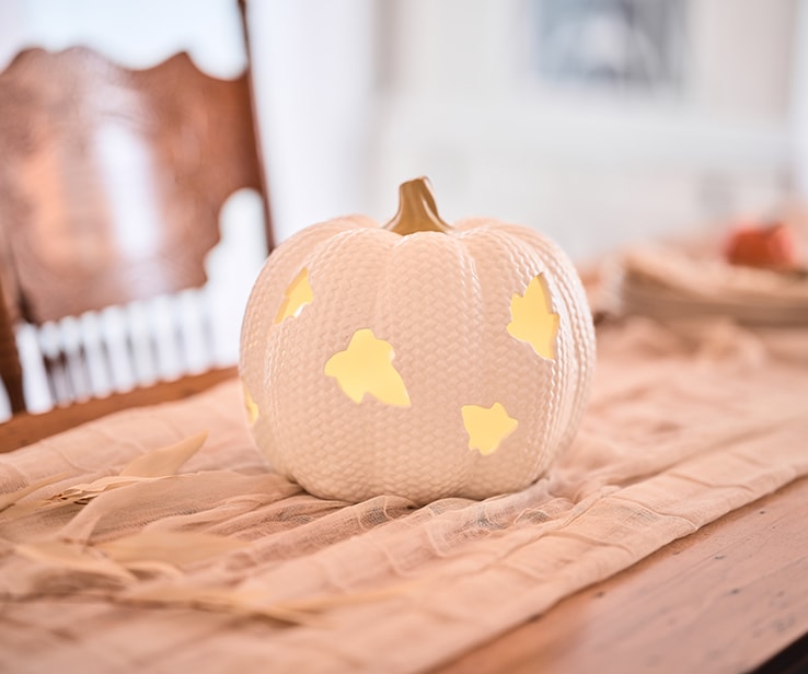 White illuminated pumpkin