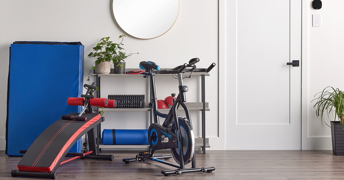 Gym space in a basement