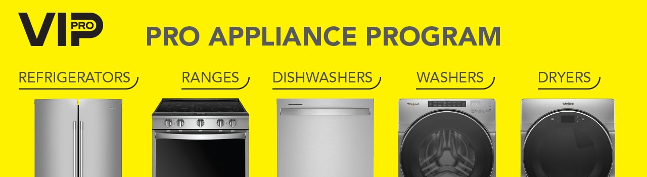 Pro Appliance Program available at RONA for VIPpro members. Save on a wide range of appliances such as washers, dryers, stoves, refrigerators and dishwashers with VIPpro.